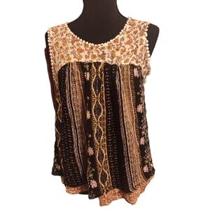 Rewind Bohemian Patterned Blouse - Black and Brown